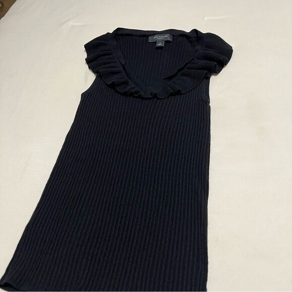 Ann Taylor SP Black Ruffled Sleeveless Top - Picture 3 of 5